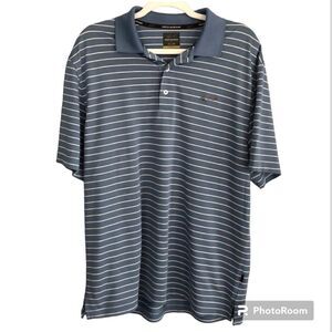 Greg Norman Blue striped Golf Shirt Mens Large
